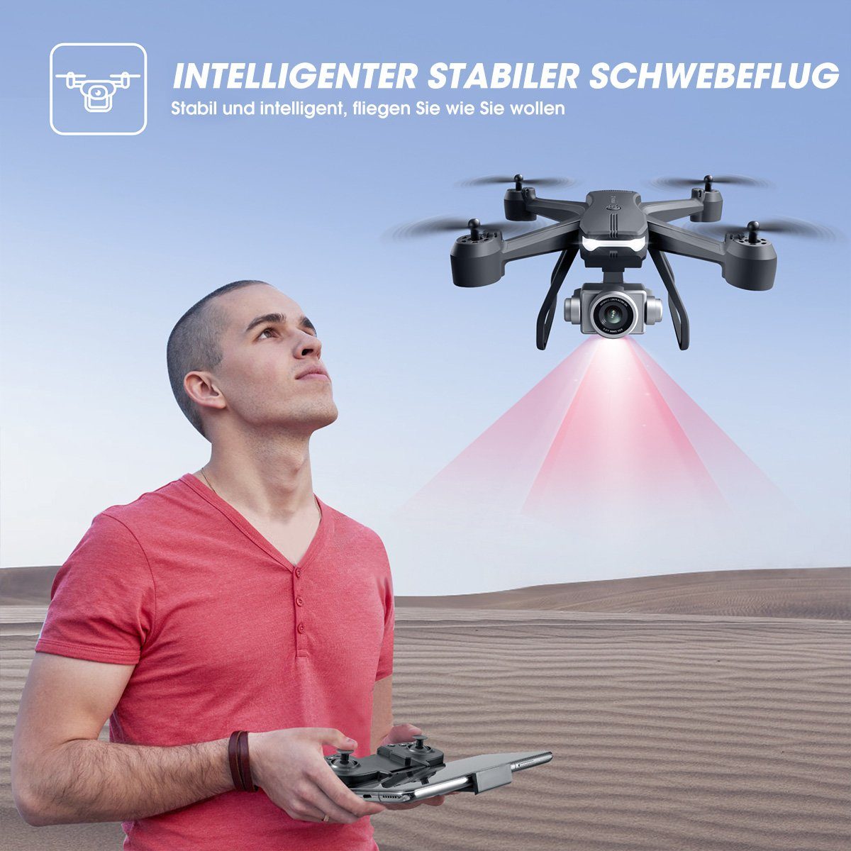 4DRC V14 mit wifi Kamera für Kinder & Anfänger Spielzeug-Drohne (Gesten-Steuerung, MV-Modus)