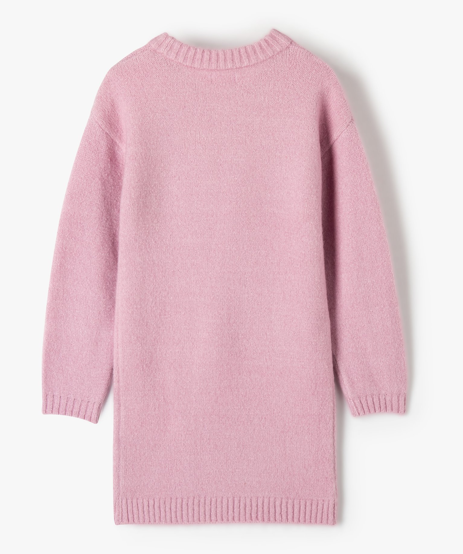 Robe pull fille avec motifs fleuris brodés sur l’avant violet | GEMO