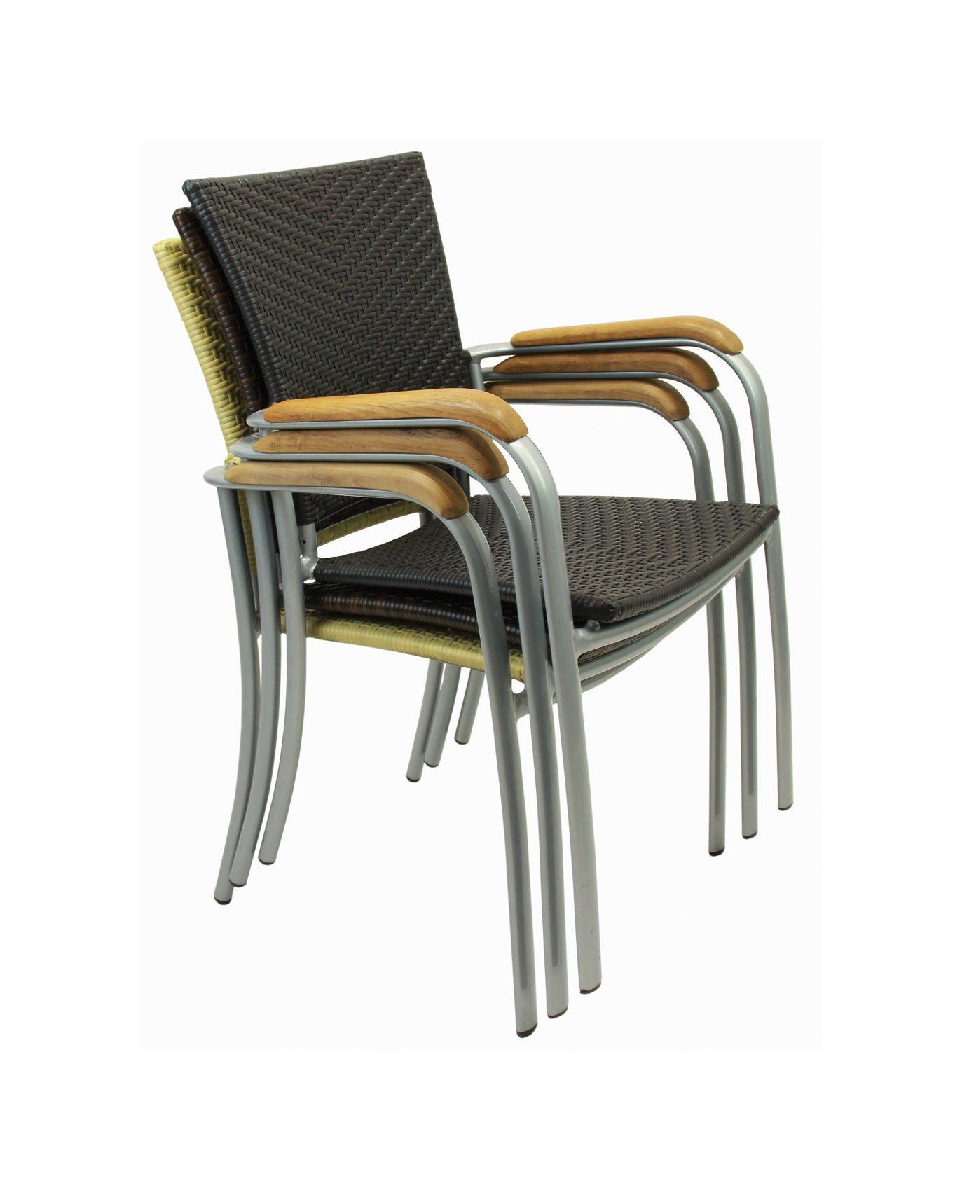 Konway Stapelstuhl ARUBA (4 St), 4x KONWAY® ARUBA Stapelsessel Schiefergrau Polyrattan Sessel