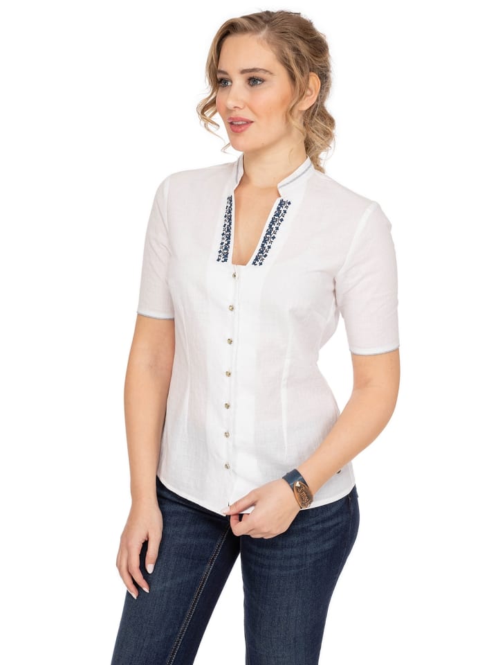 Spieth & Wensky Bluse ANJA in weiß-blau günstig kaufen
