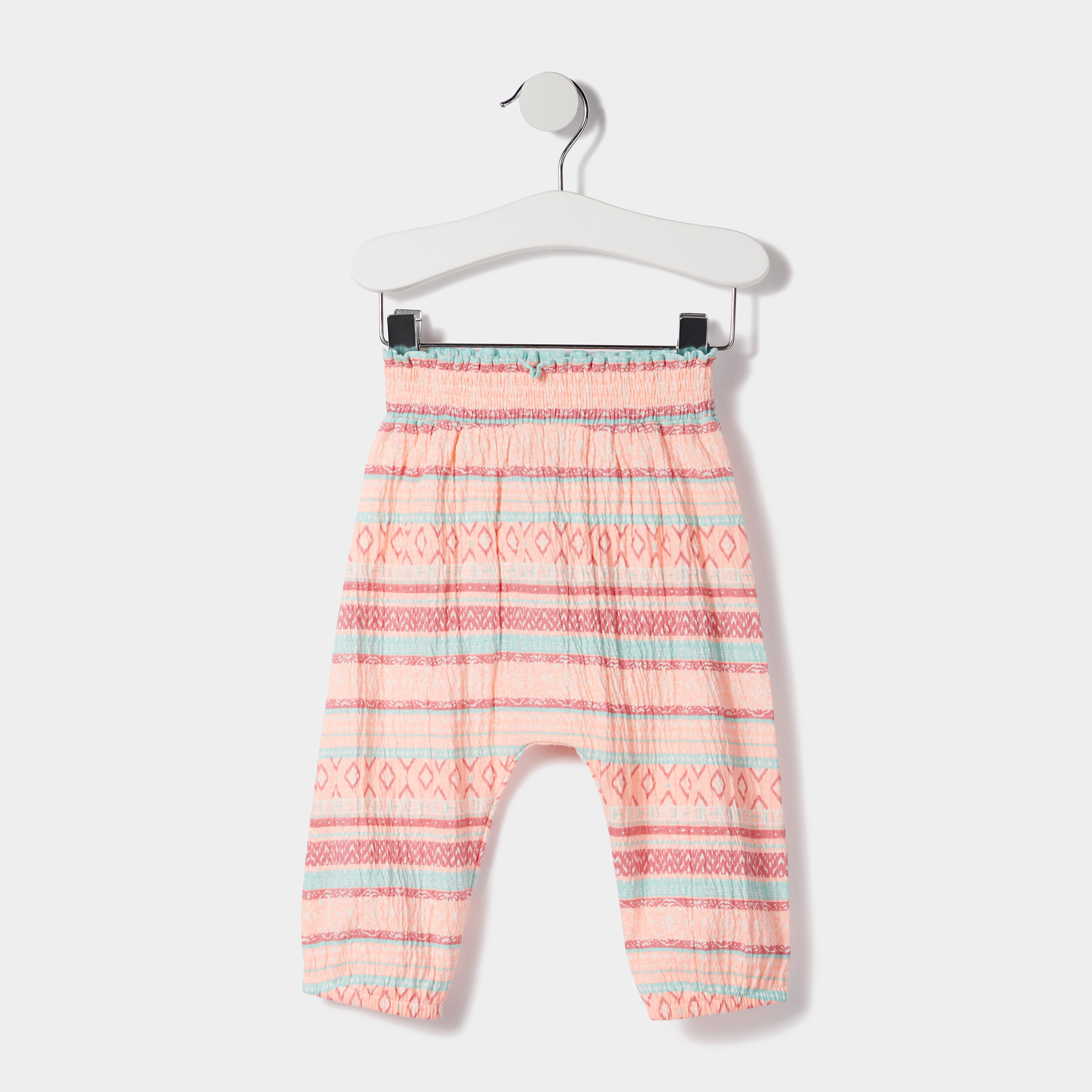 Pantalon à taille élastiquée blanc bébé fille | La Halle