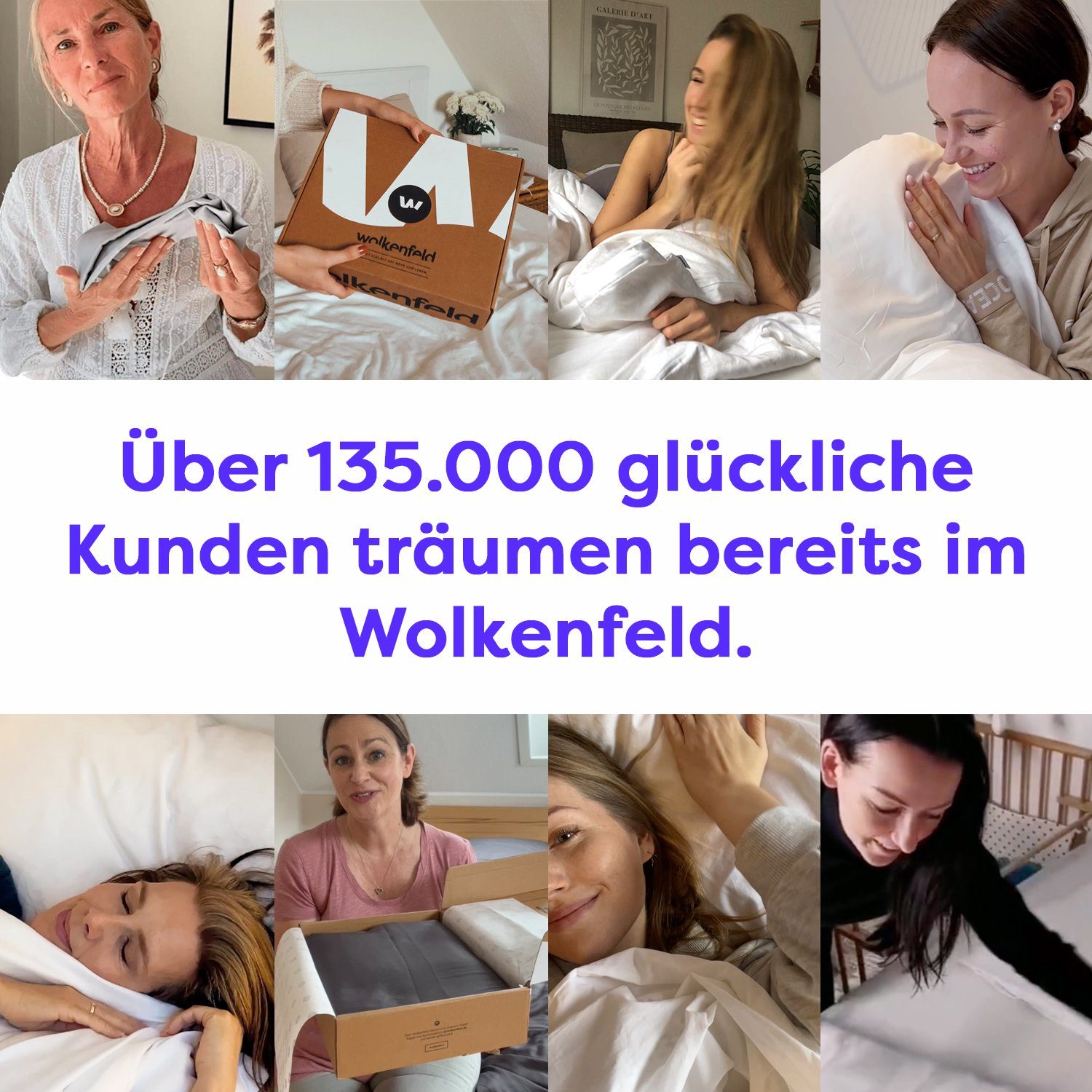 Bettwäsche Mako-Satin Baumwolle - Traumhaft weiches Schlafgefühl, Wolkenfeld, 2 teilig, 135x200 cm, 155x220 & Übergrößen I inkl. Kissenbezüge 80x80