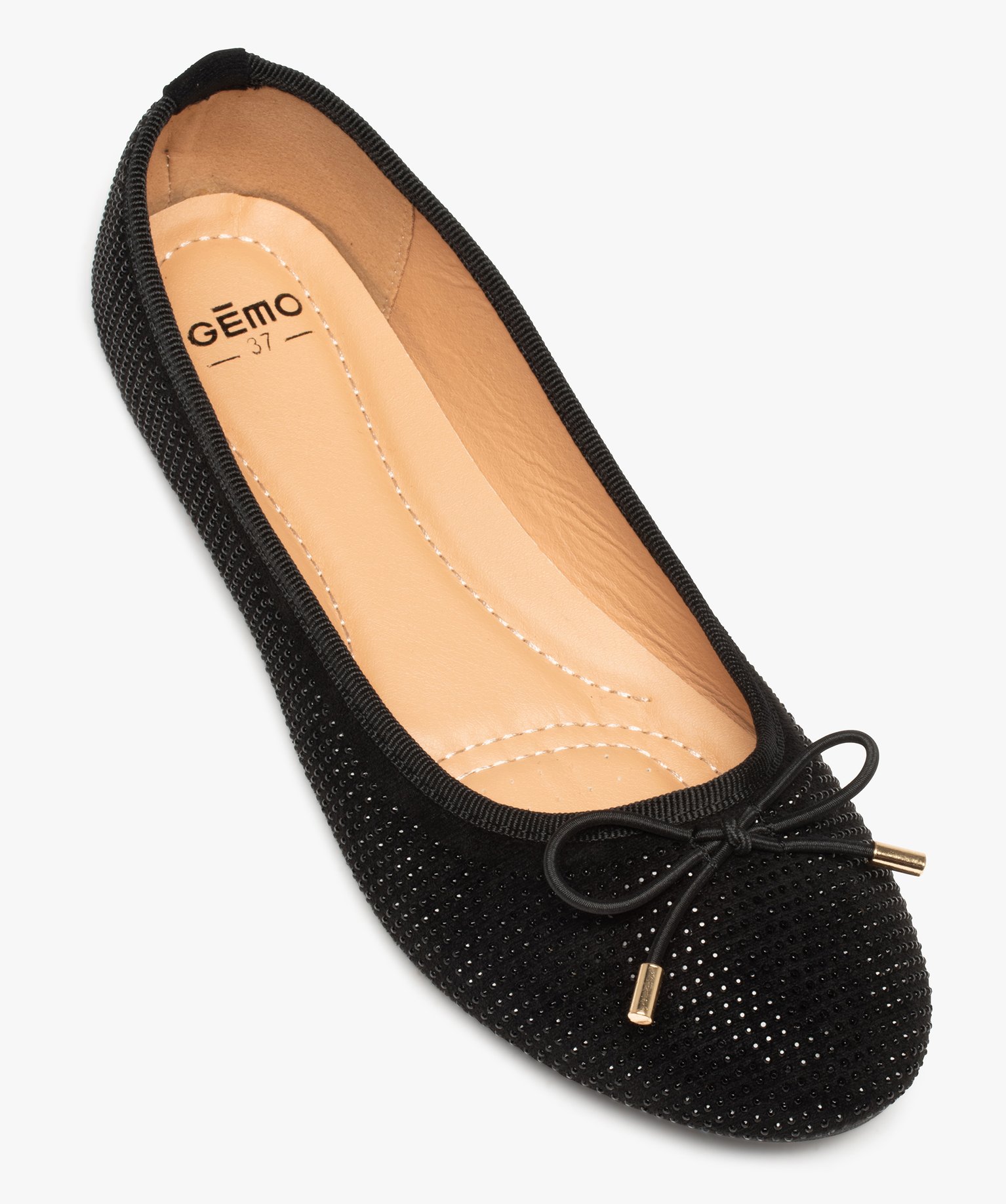 Ballerines à strass avec n?ud décoratif femme noir | GEMO