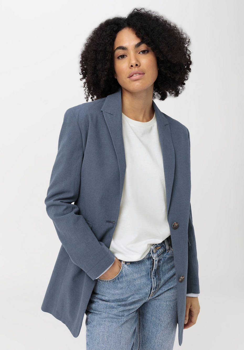 Blazer aus Bio-Baumwolle mit Leinen