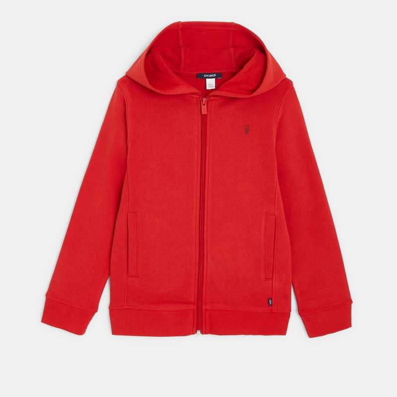 Sweat-shirt uni à capuche rouge garçon