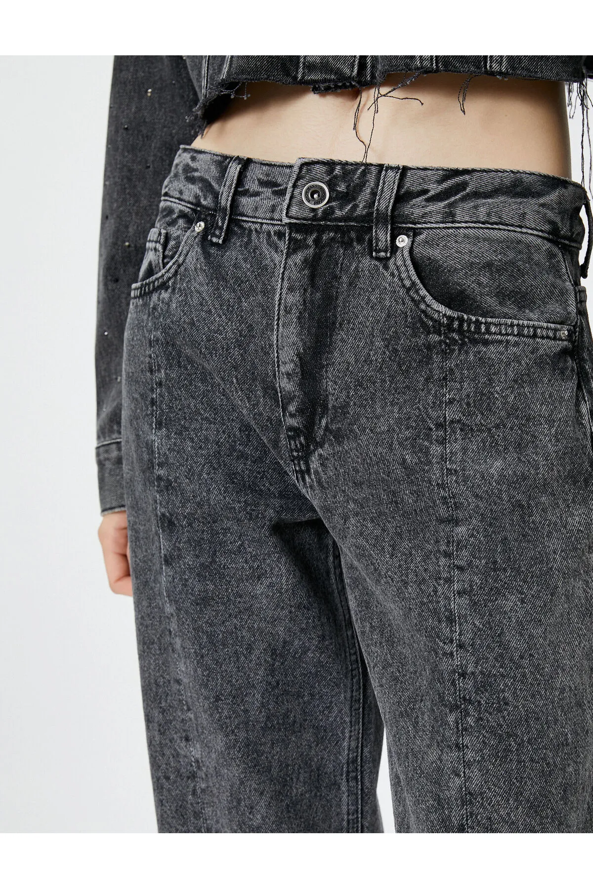 Koton  Jeans mit geradem Bein, Standardbund, Baumwolltasche – Nora Jeans