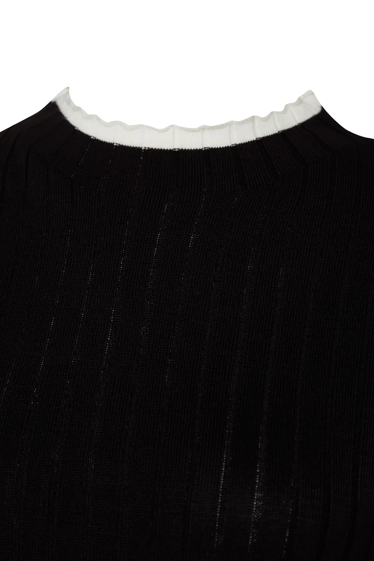 Trendyol Curve  Schwarzer, gestreifter Strickpullover mit detaillierten Details