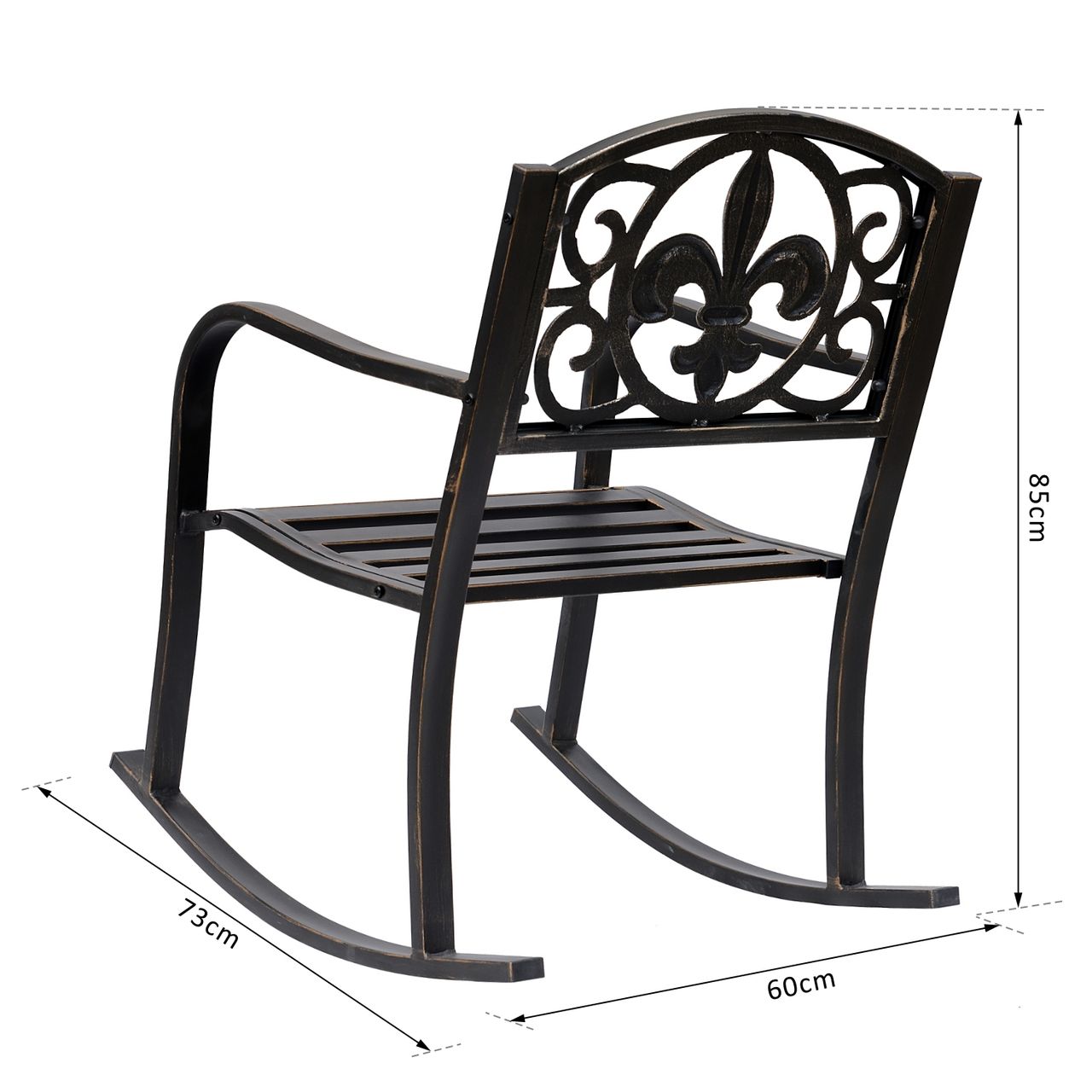 Outsunny Schaukelstuhl, Metall Bronze
