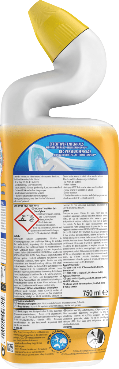 WC-Reiniger Total Aktiv Gel Citrus Splash, 750 ml