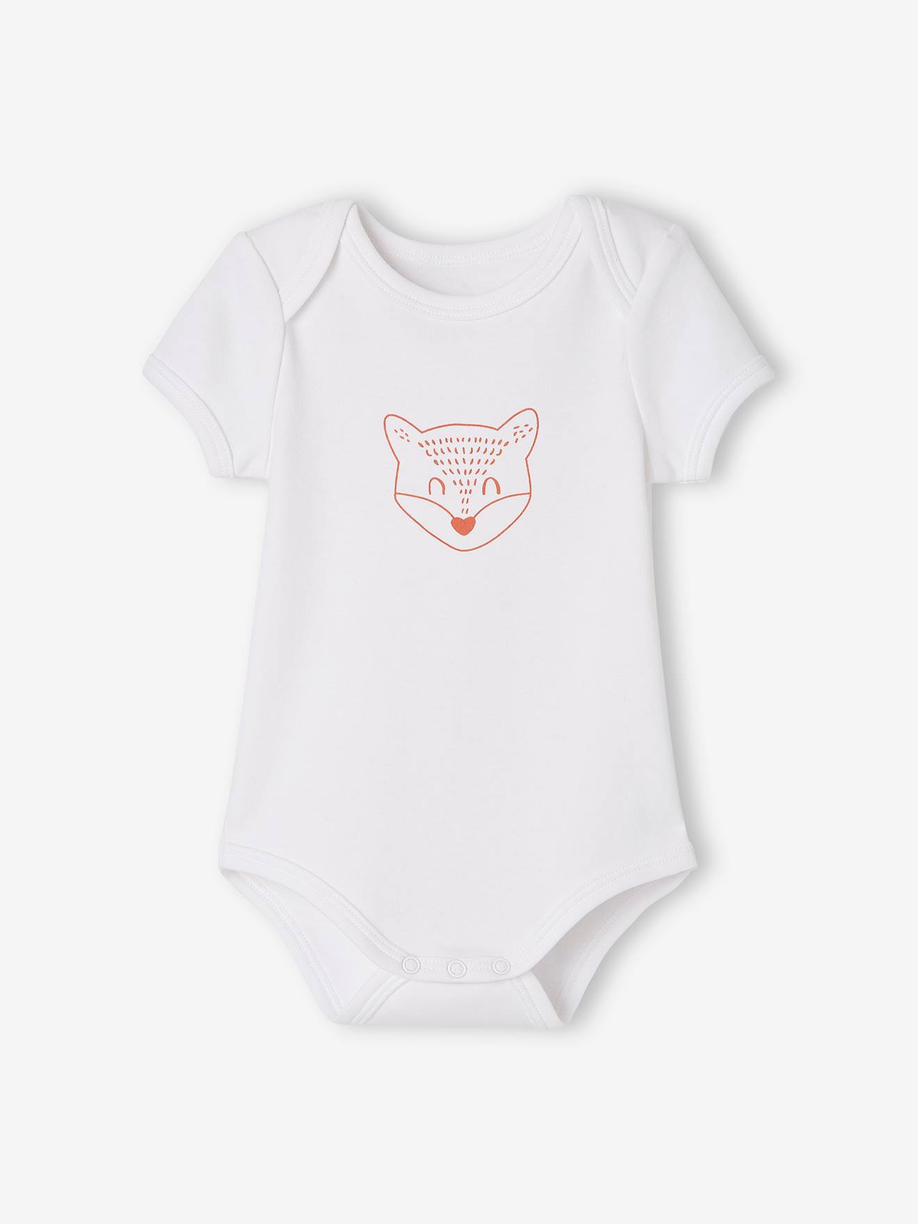 Lot de 5 bodies « animaux » bébé naissance ouverture US manches courtes BASICS lot blanc