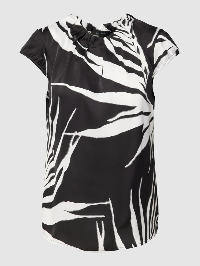 Blusenshirt mit Allover-Muster in schwarz