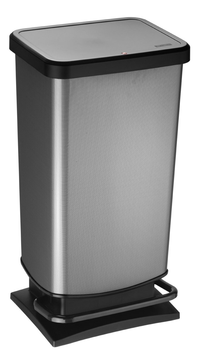 Rotho Babydesign Rotho Paso Mülleimer 40l mit Pedal und Deckel, carbonmetallic