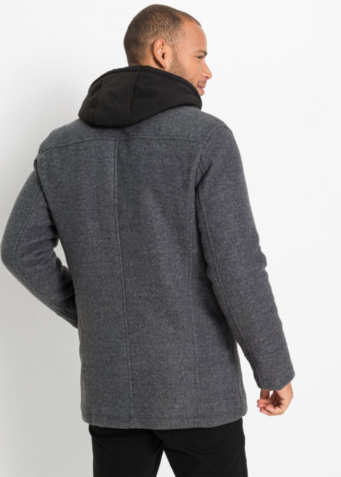 Lang-Jacke in Wolloptik