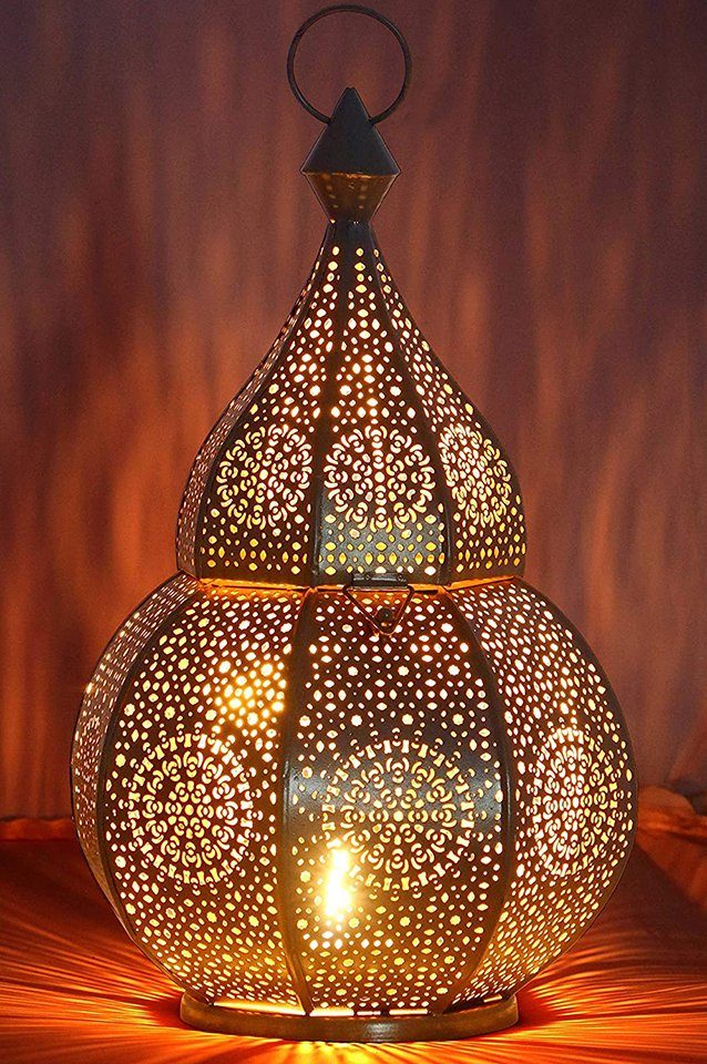 Marrakesch Orient & Mediterran Interior Windlicht Orientalische Laterne Anaram, orientalisches Windlicht, Marokkanische Metalllaterne für draußen als Gartenlaterne, oder Innen als Tischlaterne, Marokkanisches Gartenwindlicht, Handarbeit