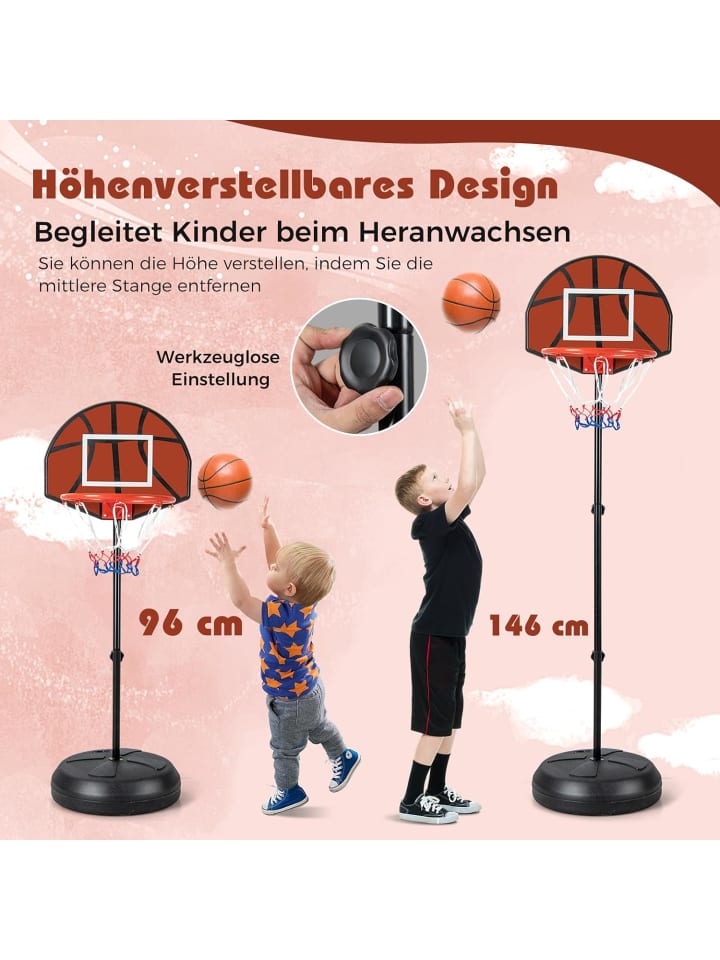 COSTWAY 2 in 1 Kinder Basketballständer mit Dartscheibe in Schwarz günstig kaufen onesize