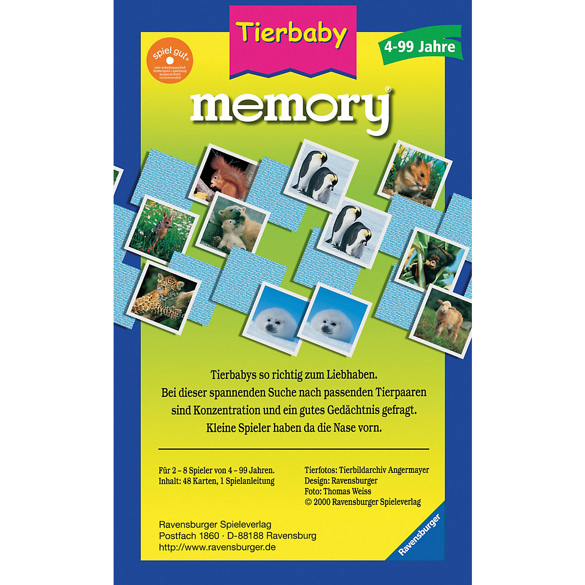 Mitbringspiel memory®, 48 Karten (24 Paare), Tierbaby