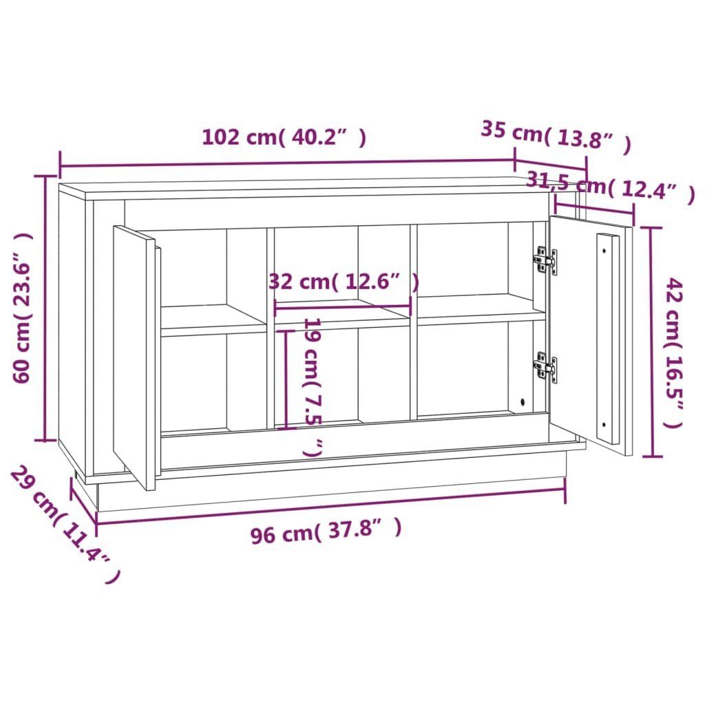 vidaXL Sideboard Sideboard Braun Eichen-Optik 102x35x60 cm Holzwerkstoff (1 St)