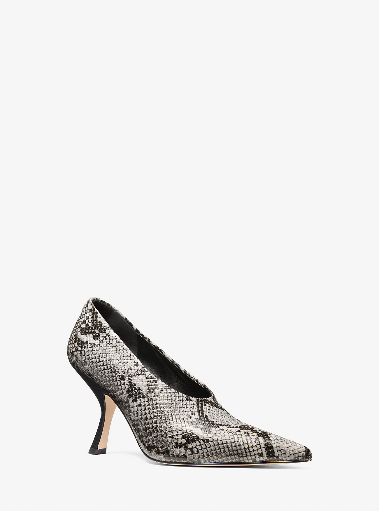 Luna Snake Embossed Leather Pump - QUARRY GREY