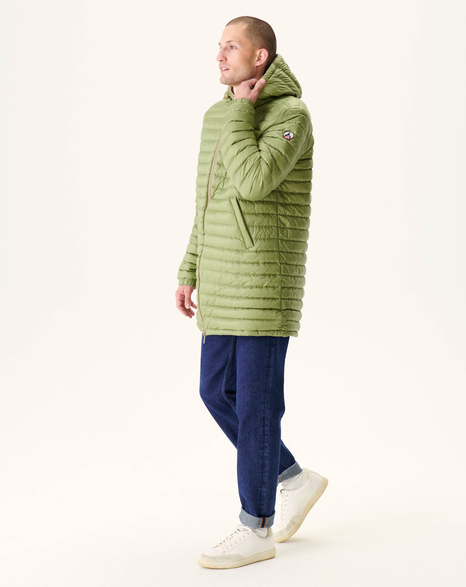 Doudoune longue réversible à capuche Beige/Kaki clair Amsterdam
