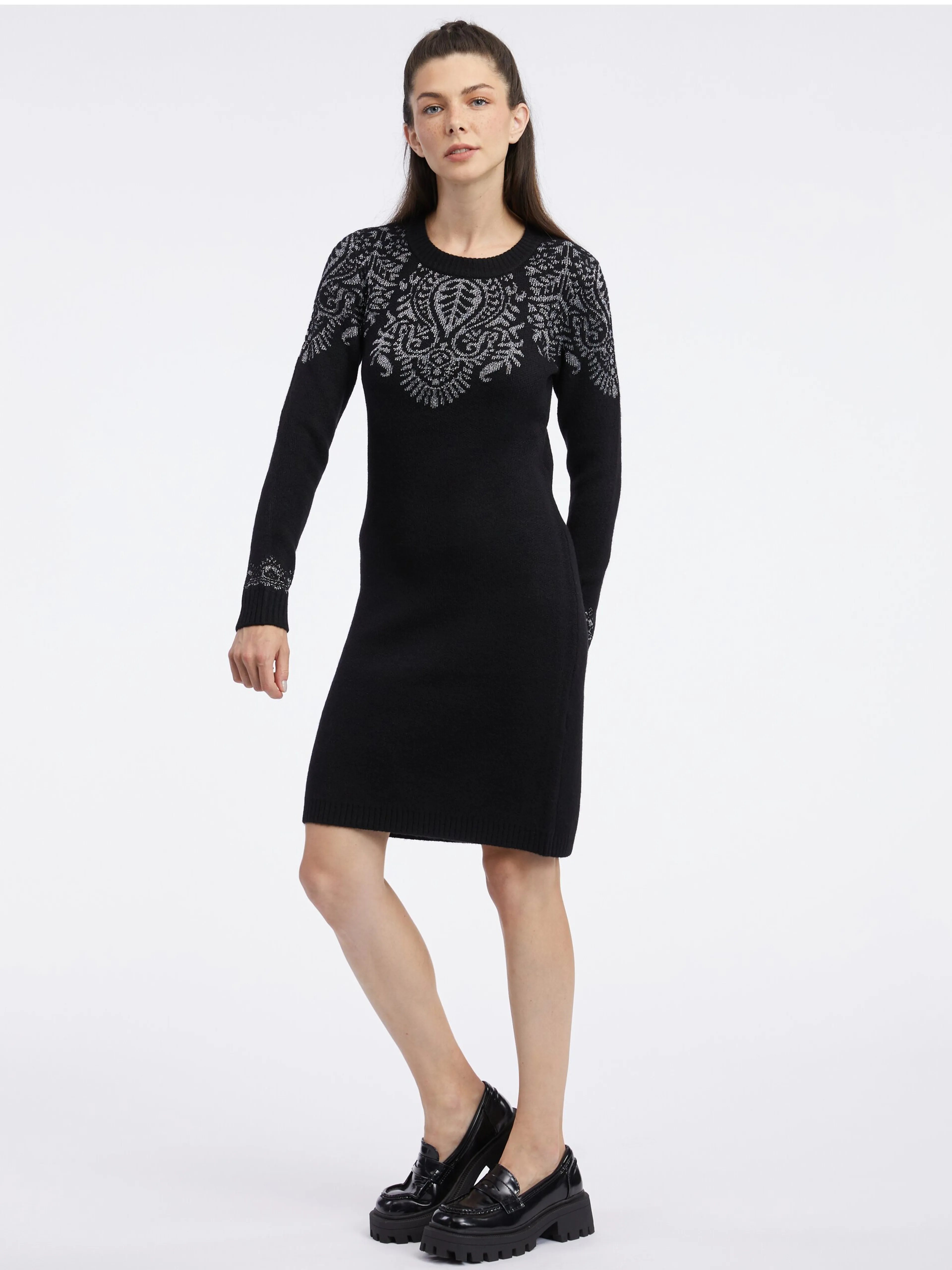 Schwarzes Damen-Pulloverkleid ORSAY