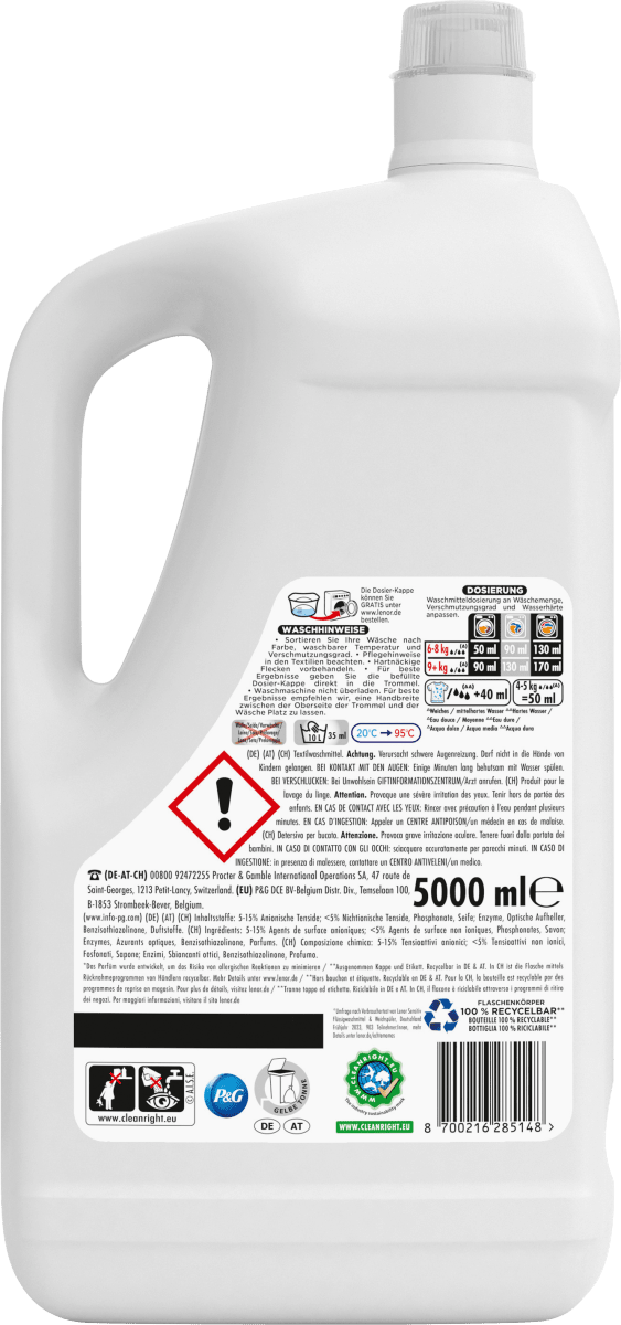 Vollwaschmittel sensitiv flüssig 100WL, 5 l
