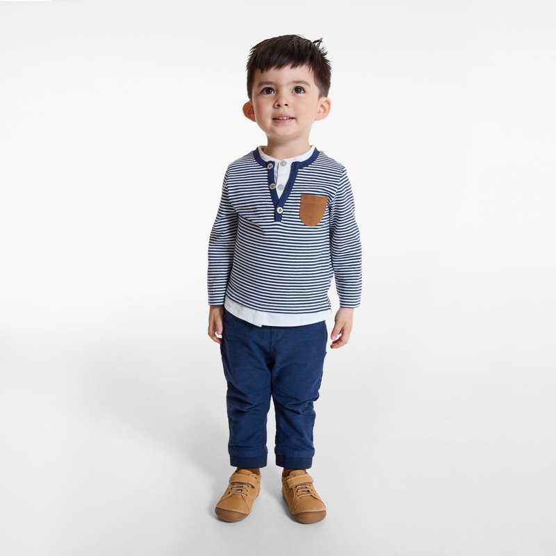 T-shirt tunisien rayé bleu bébé garçon