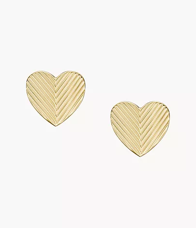 Fossil Ohrstecker Harlow Linear Texture Heart Edelstahl goldfarben