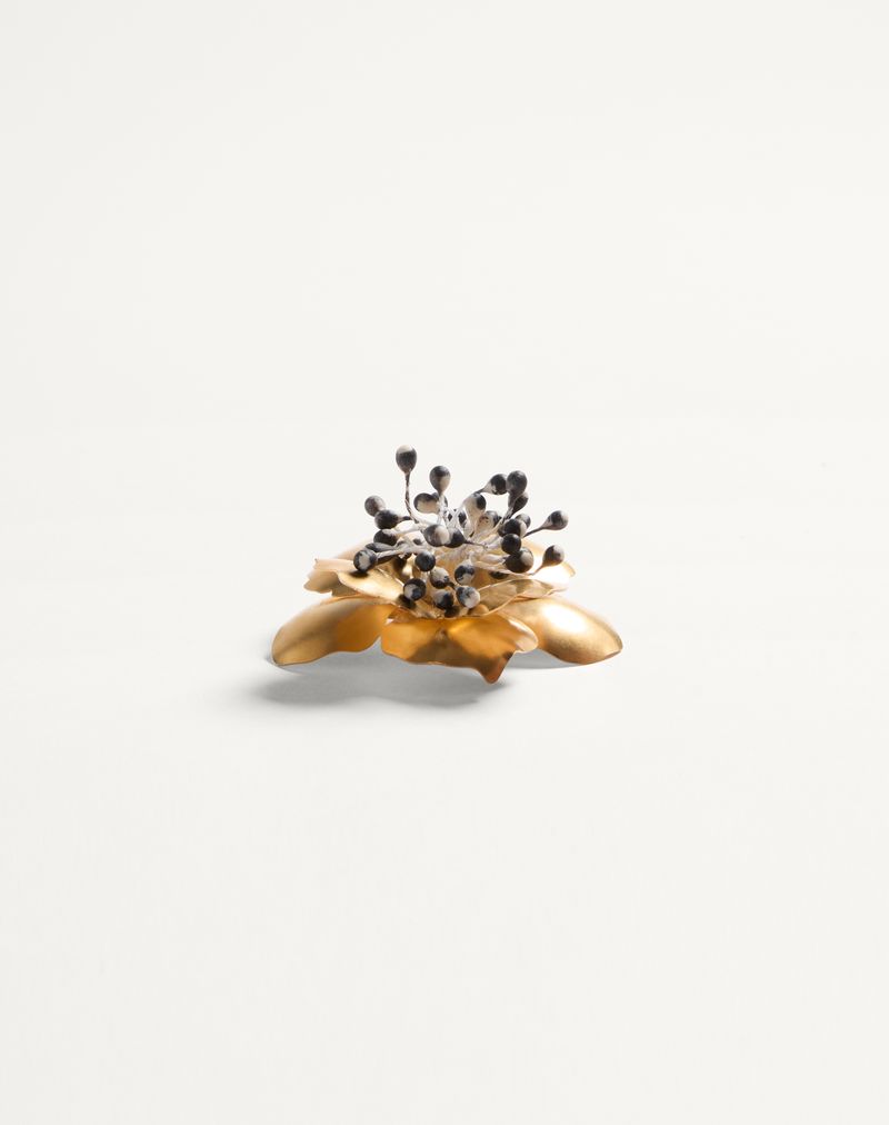 Broche Fleur Lumineuse em metal e tecido