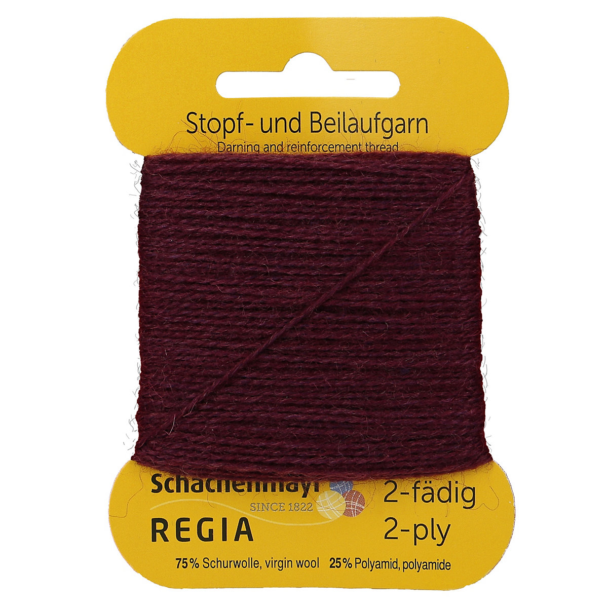 Handstrickgarne 2-fädig Uni, 5g Burgund