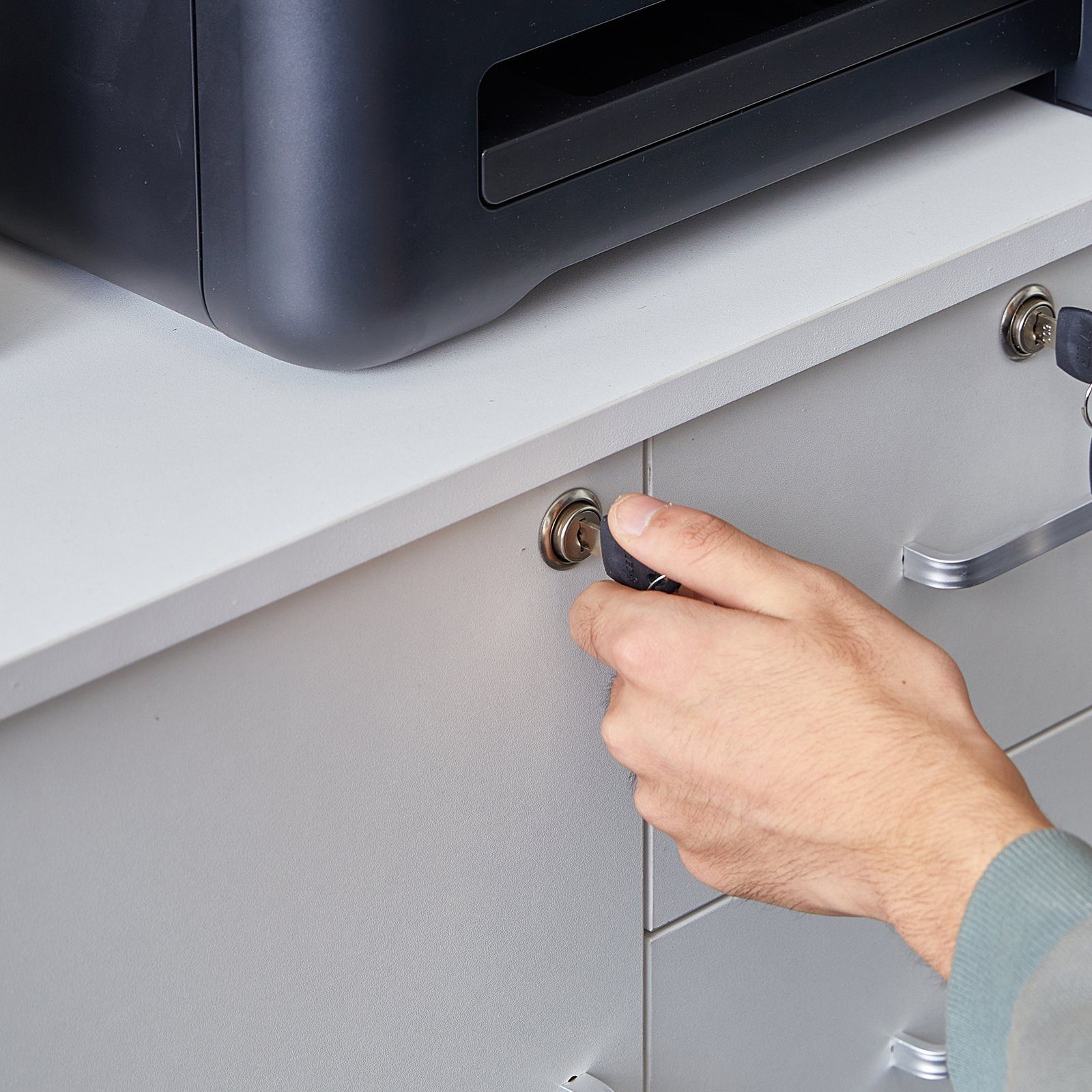 CLIPOP Aktenschrank Mobiler Aktenschrank mit 3 Schubladen 60x40x60cm abschließbar Büro-Rollschrank mit Rollen