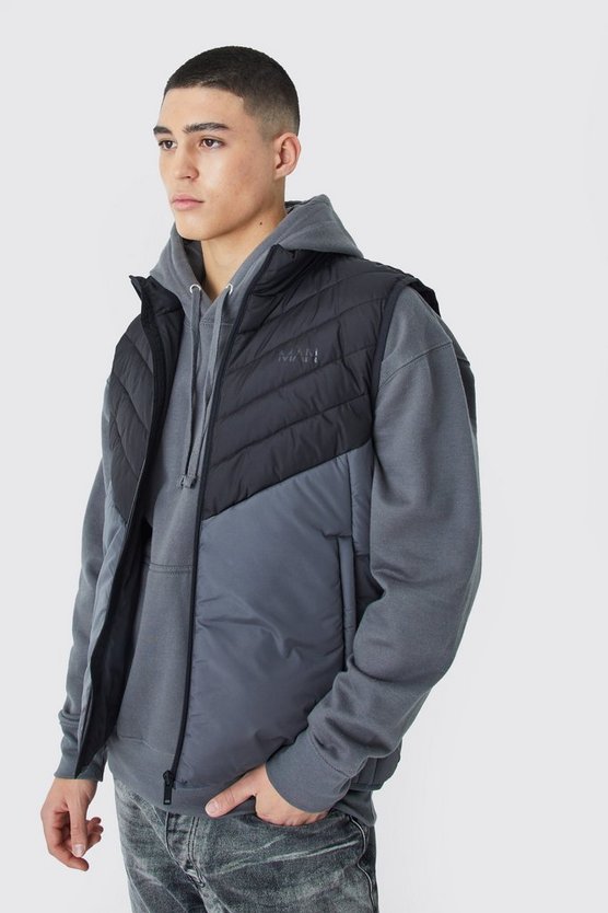 Man Colorblock Weste mit Trichterkragen