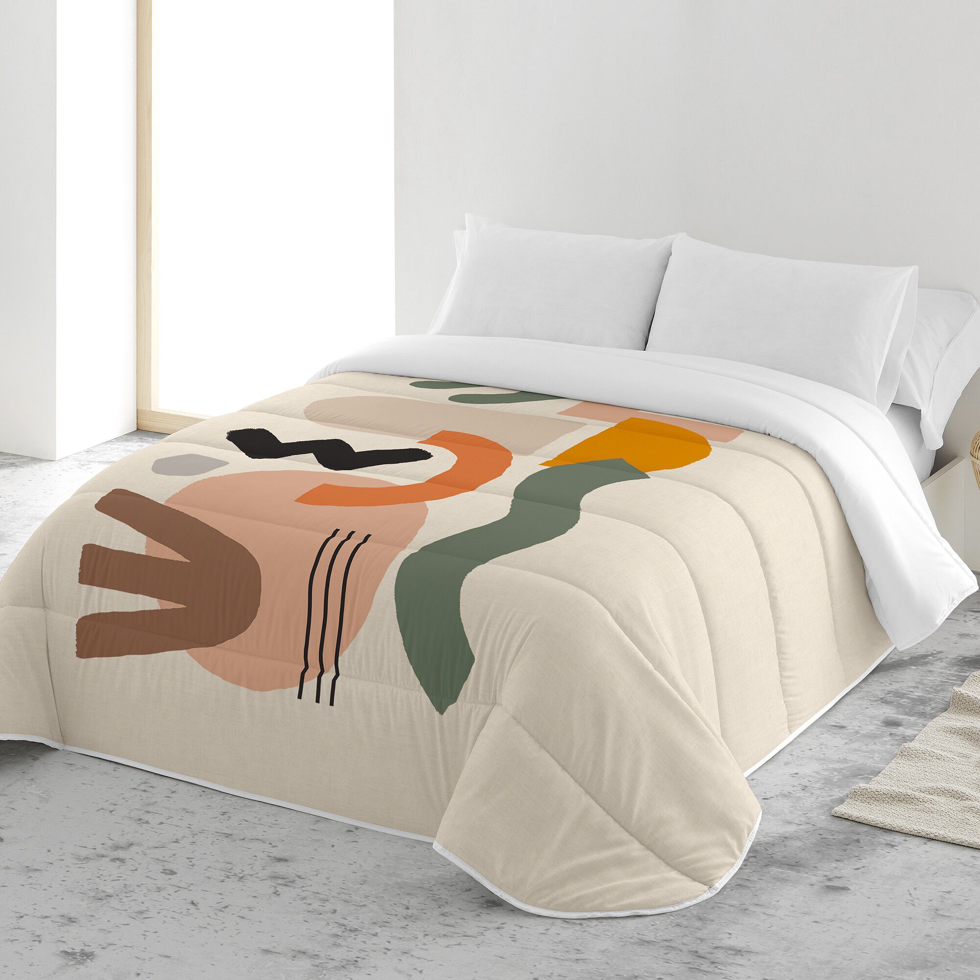 Couette microfibre imprimée formes abstraites 200 g/m²