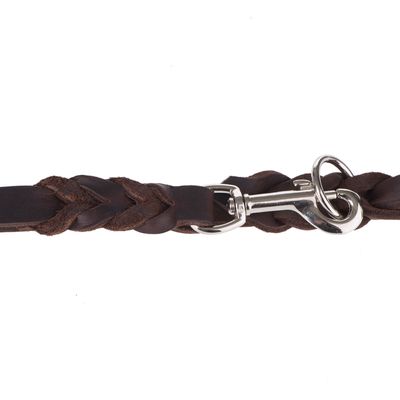 Heim Lederleine mit eingeflochtenem Karabiner, braun