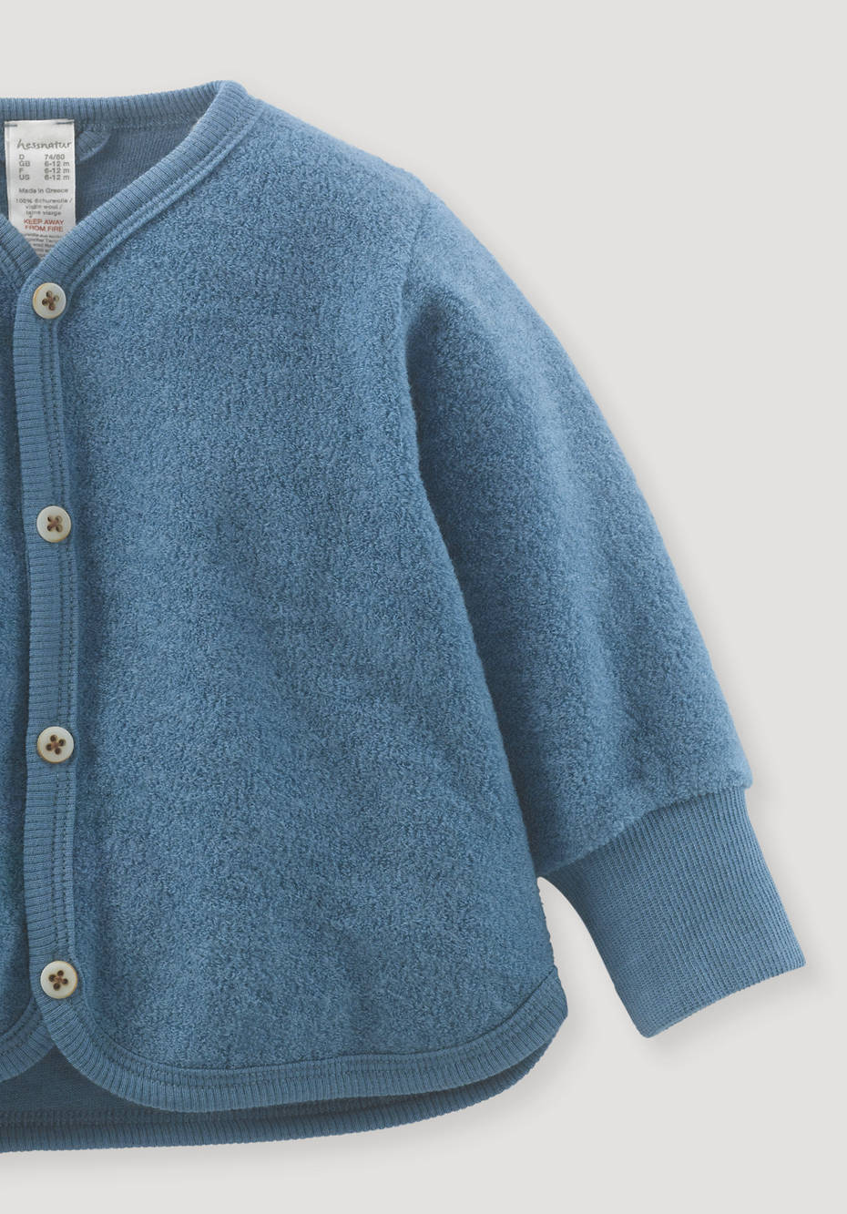 Wollfrottee-Jacke aus reiner Bio-Merinowolle