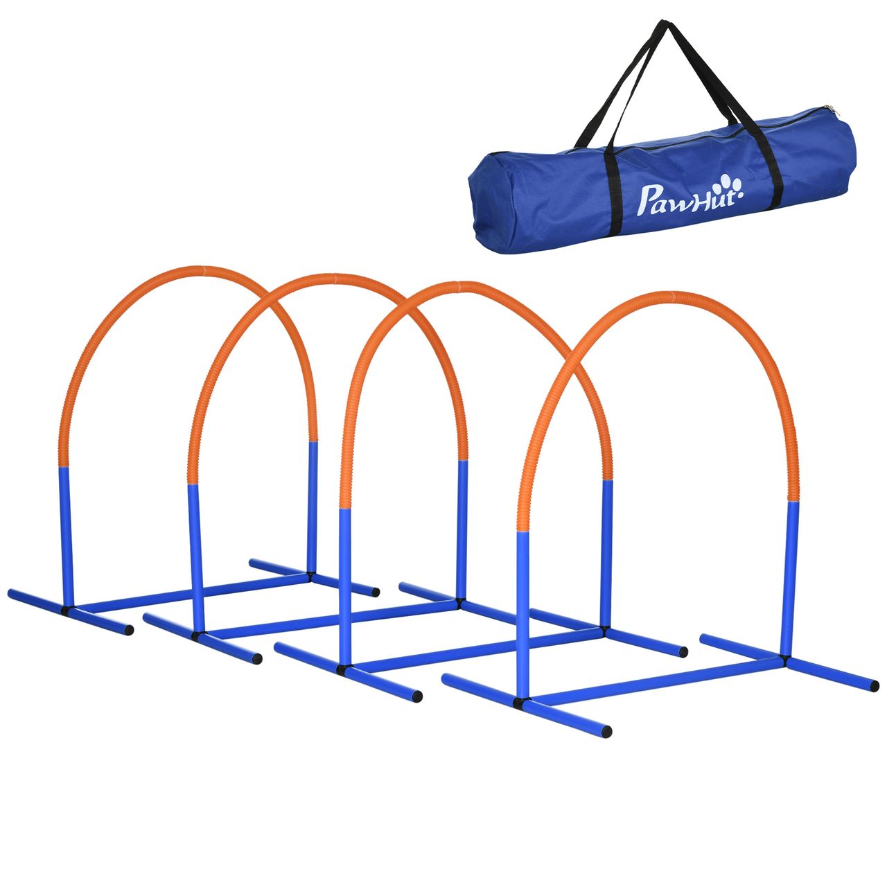 PawHut Hunde-Agility-Trainingsgeräte, Hund Agility Set, 4-teilges Steckhürdenset