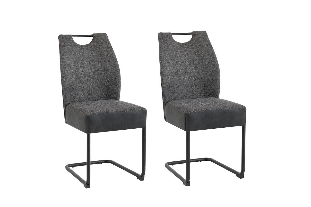 byLiving PETER Schwinger, 2er-Set, Metall schwarz pulverbeschichtet, Vintage-Stoff Webstoffbezug anthrazit