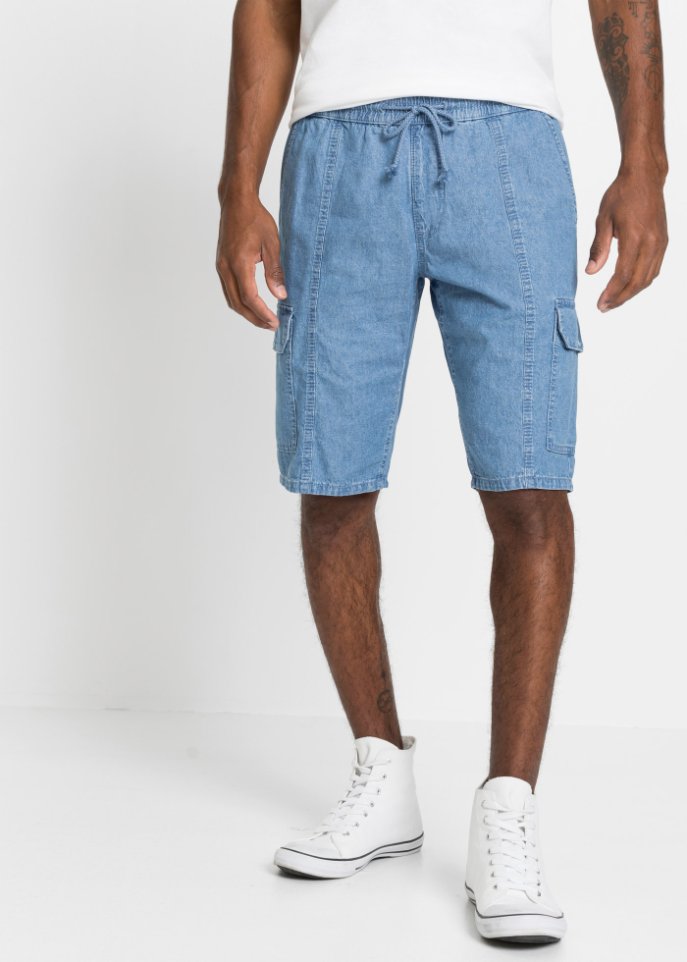Jeans-Schlupf-Bermuda mit Cargotaschen, Loose Fit (2er Pack)