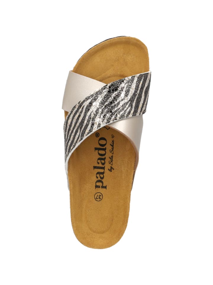 palado Pantoletten in taupe zebra glitzer günstig kaufen