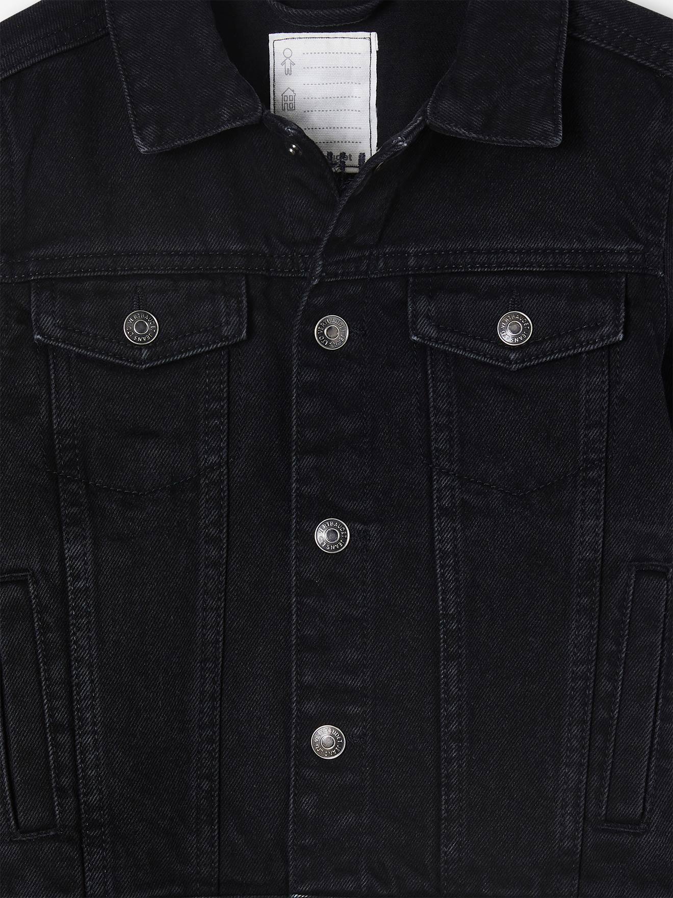 Vertbaudet Kinder Oversized-Jeansjacke waterless Oeko-Tex, personalisierbar - schwarz