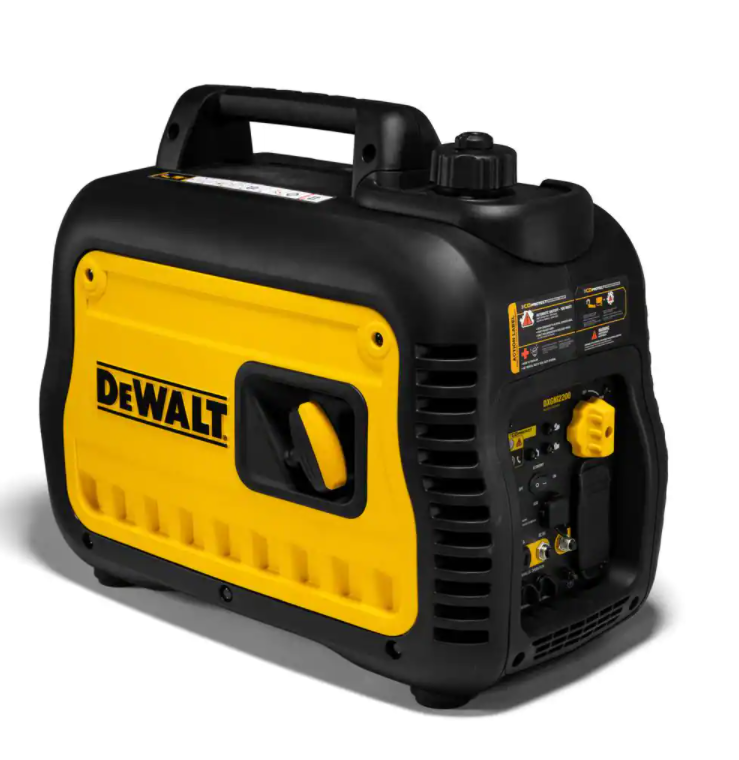 Gerador inversor DEWALT Ultra Silencioso de 2200 W com partida manual, movido a gasolina, afogador automático e tecnologia CO-PROTECT, 50-ST