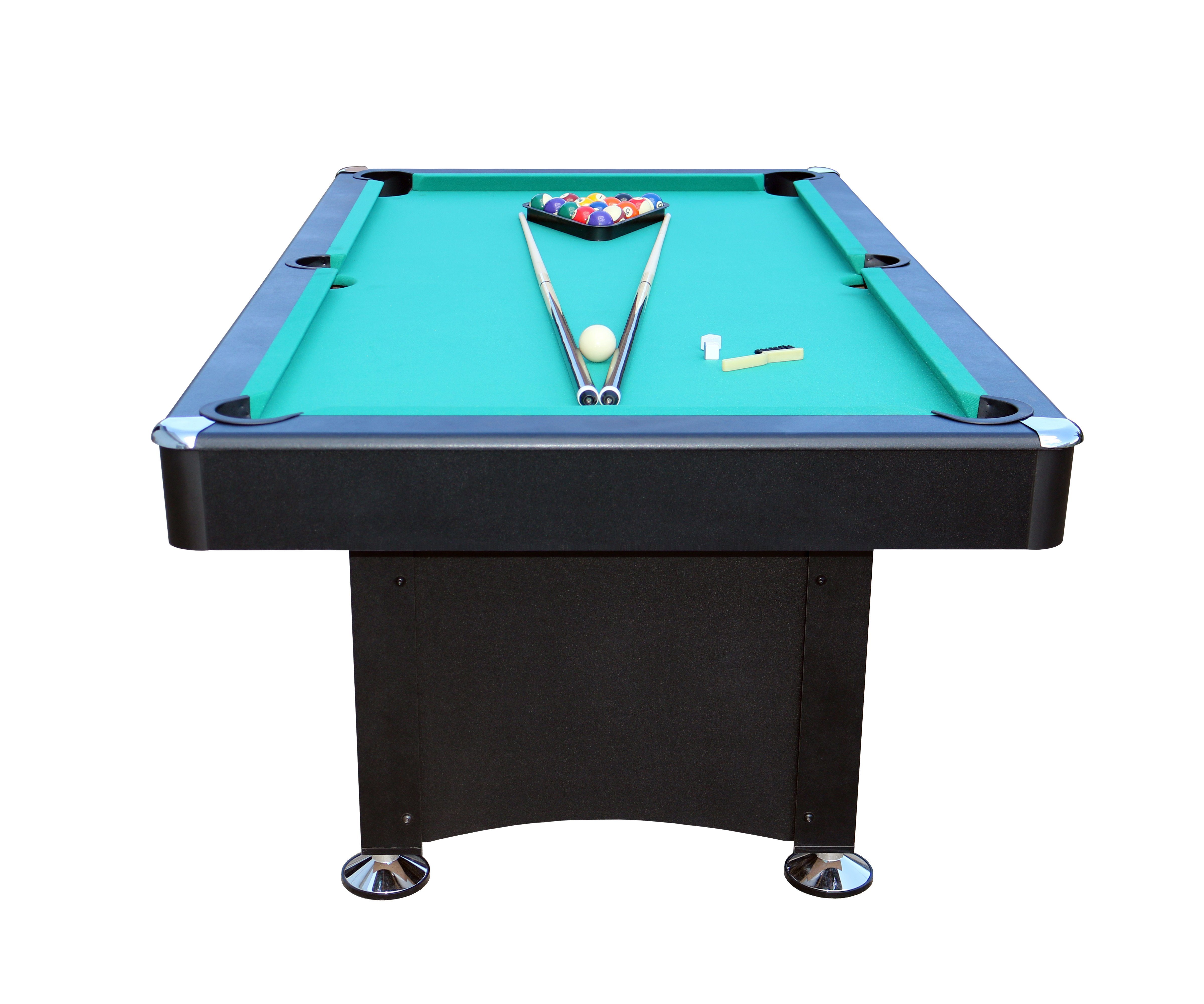 L.A. Sports Billardtisch Premium Pool-Billard 7ft groß, (Komplett Set), Tischbillard schwarz grünes Spieltuch mit Zubehör