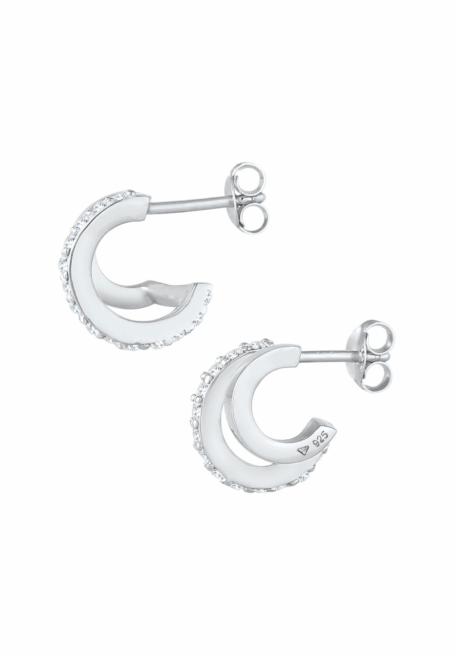 Orecchini a doppio cerchio Elli Trendy da donna con zirconi cubici in argento sterling 925