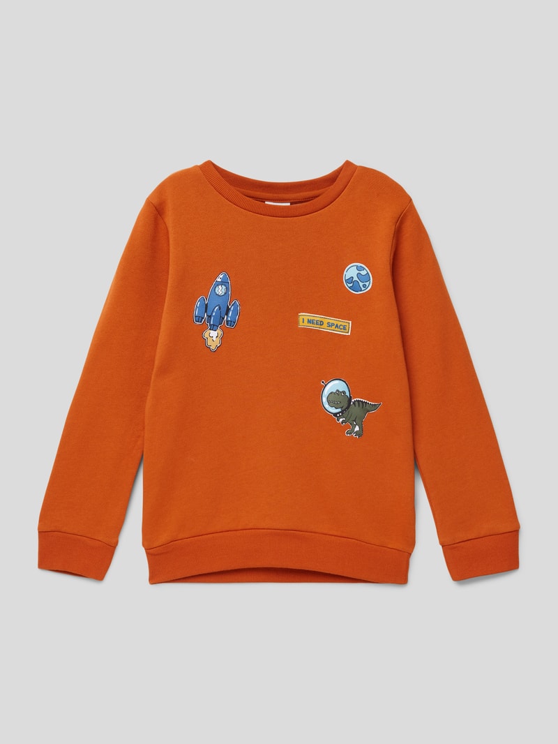 Sweatshirt mit Motiv-Print in orange