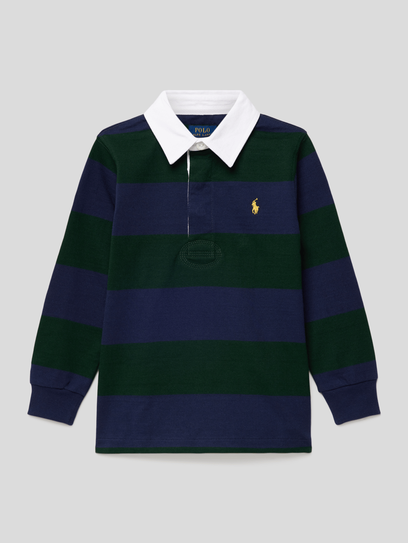 Poloshirt mit Blockstreifen in marineblau