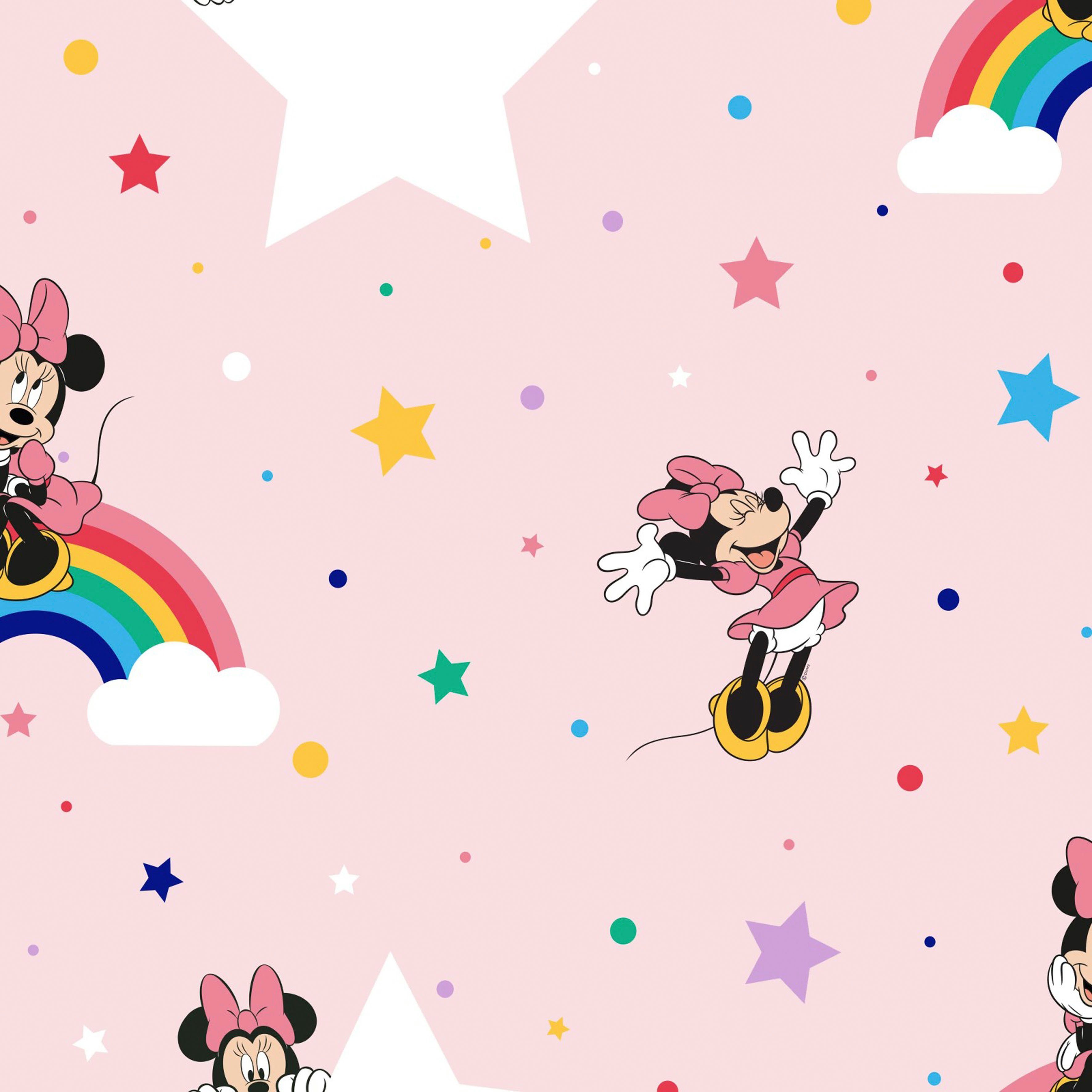 Art for the home Papiertapete Regenbogen Minnie, (1 St), Rosa - 10mx53cm