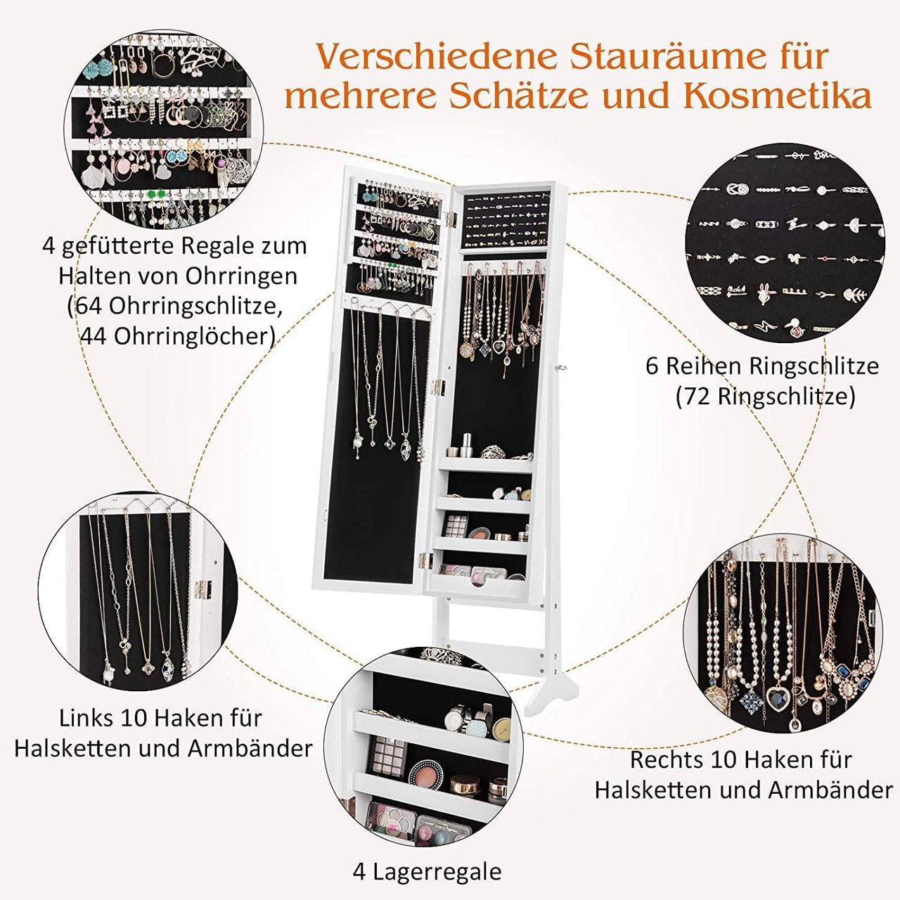 Costway Schmuckschrank neigungsverstellbar
