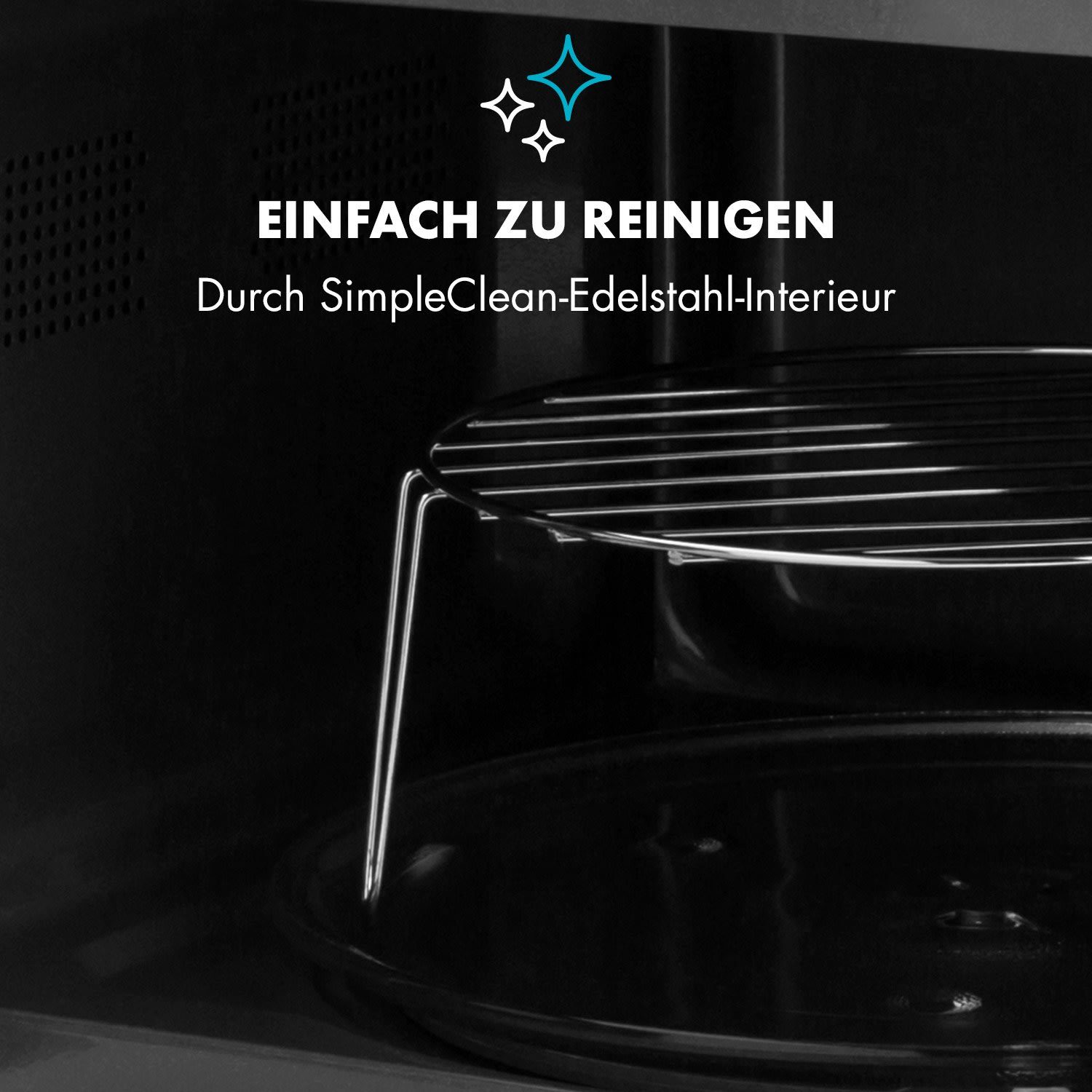 Klarstein Mikrowelle Fine Dinesty 2-in-1-Mikrowelle: 23l 800W / Grill: 1000W blau, Erwärmen, Grillen, Kochen, 2.3 l