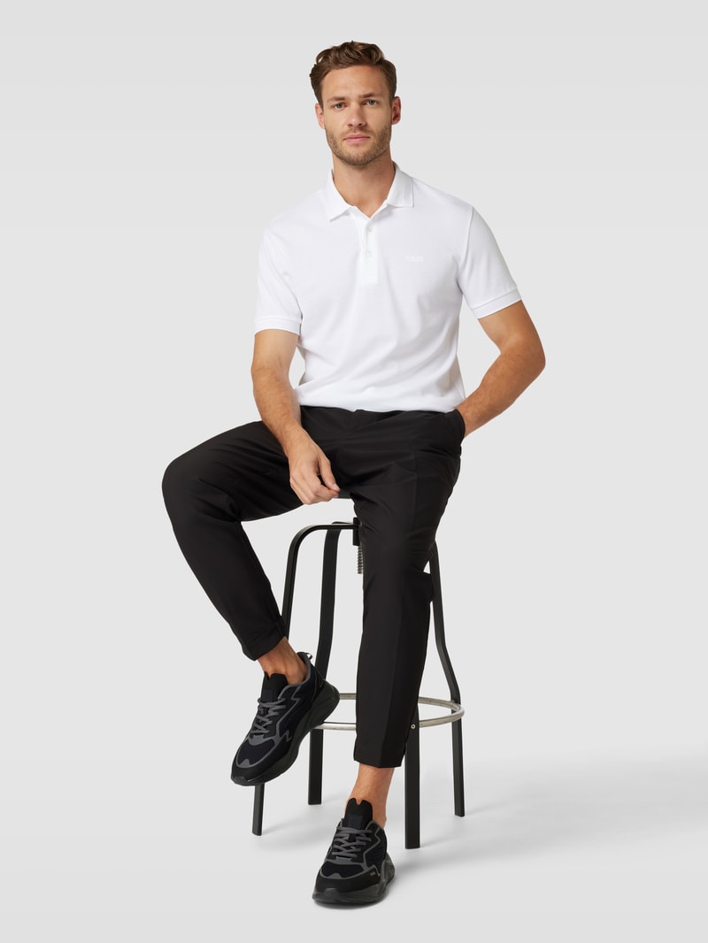 Regular Fit Poloshirt mit Label-Stitching Modell 'PADDY' in weiß