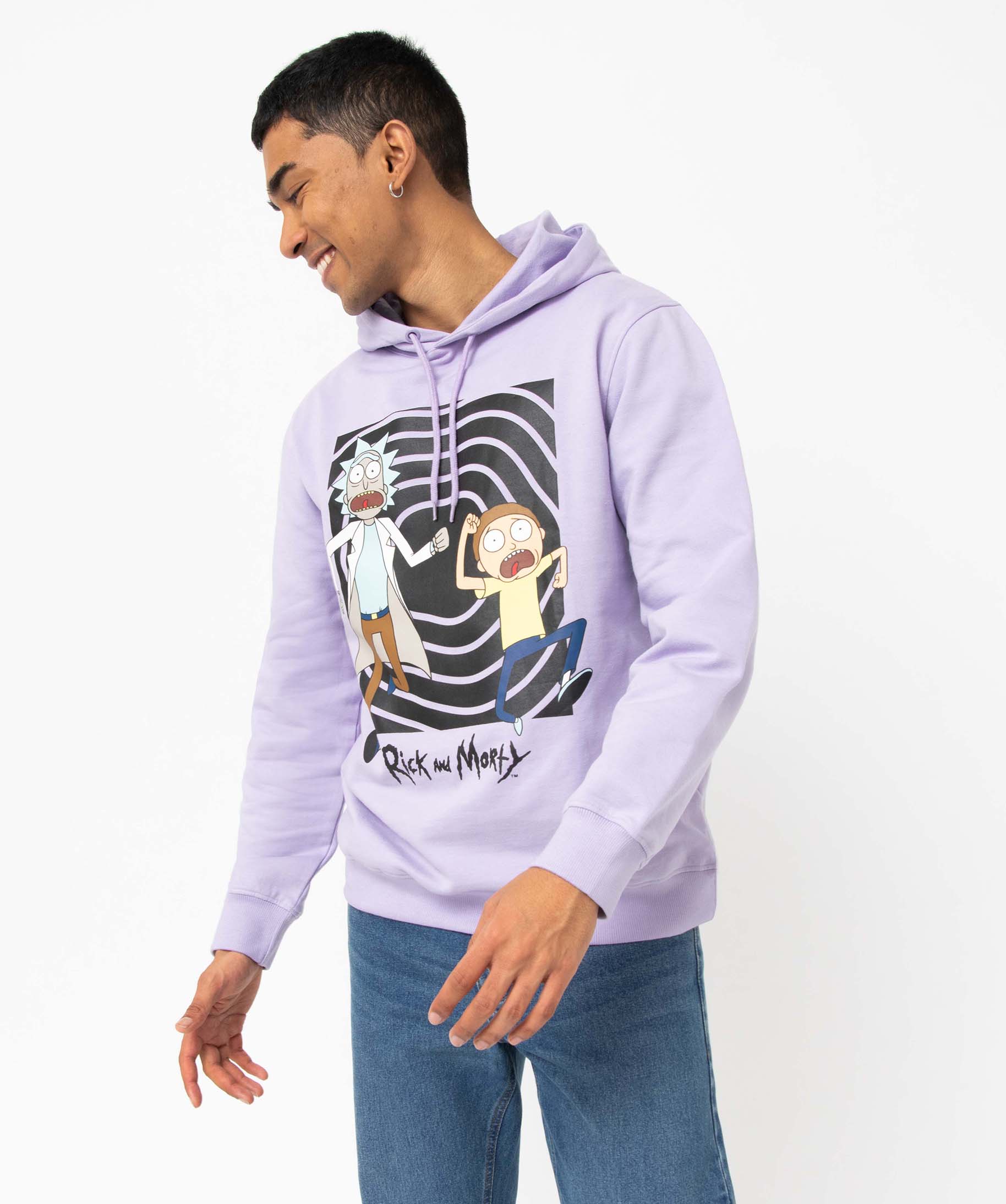 Sweat homme à capuche imprimé - Rick & Morty violet | GEMO