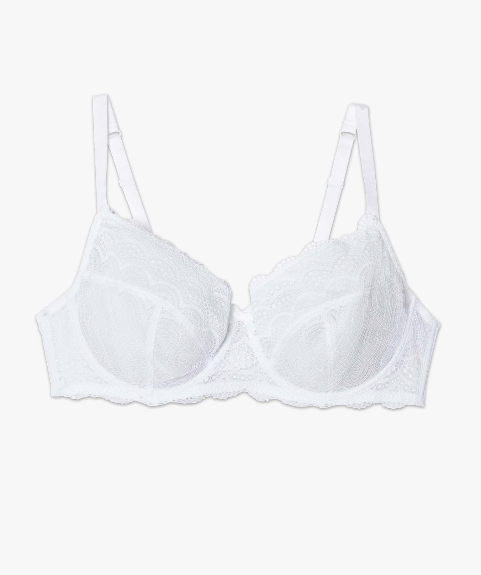 Soutien-gorge emboitant grande taille à armatures en dentelle blanc | GEMO